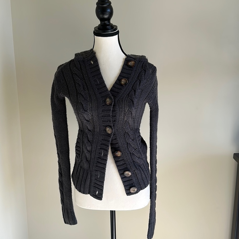 Hooded knit sweater